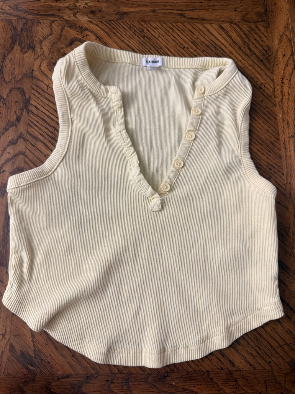 Garage ribbed crop top size small , creamy yellow,